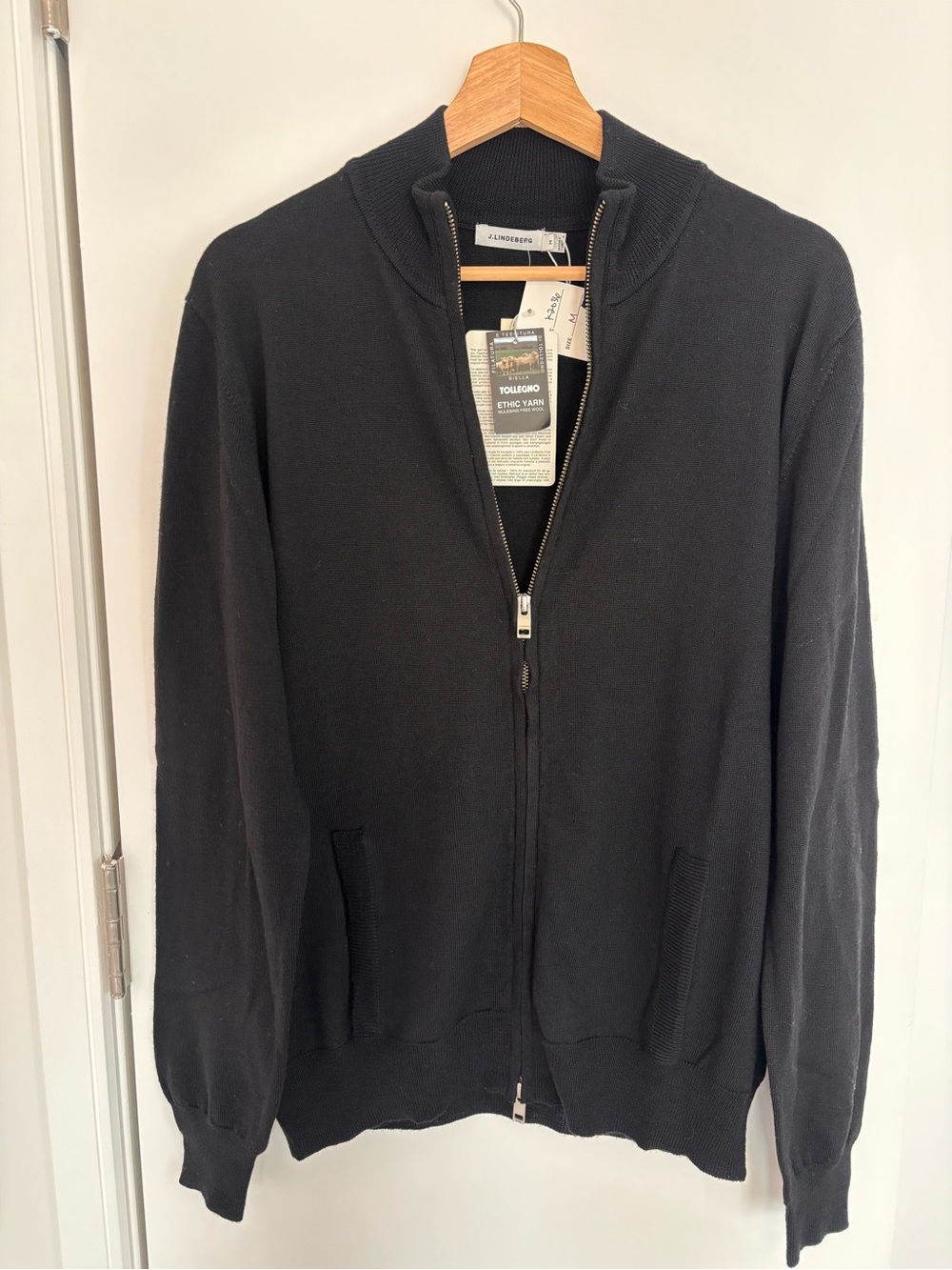 J.Lindeberg Black Full-Zip Knit Sweater Jacket